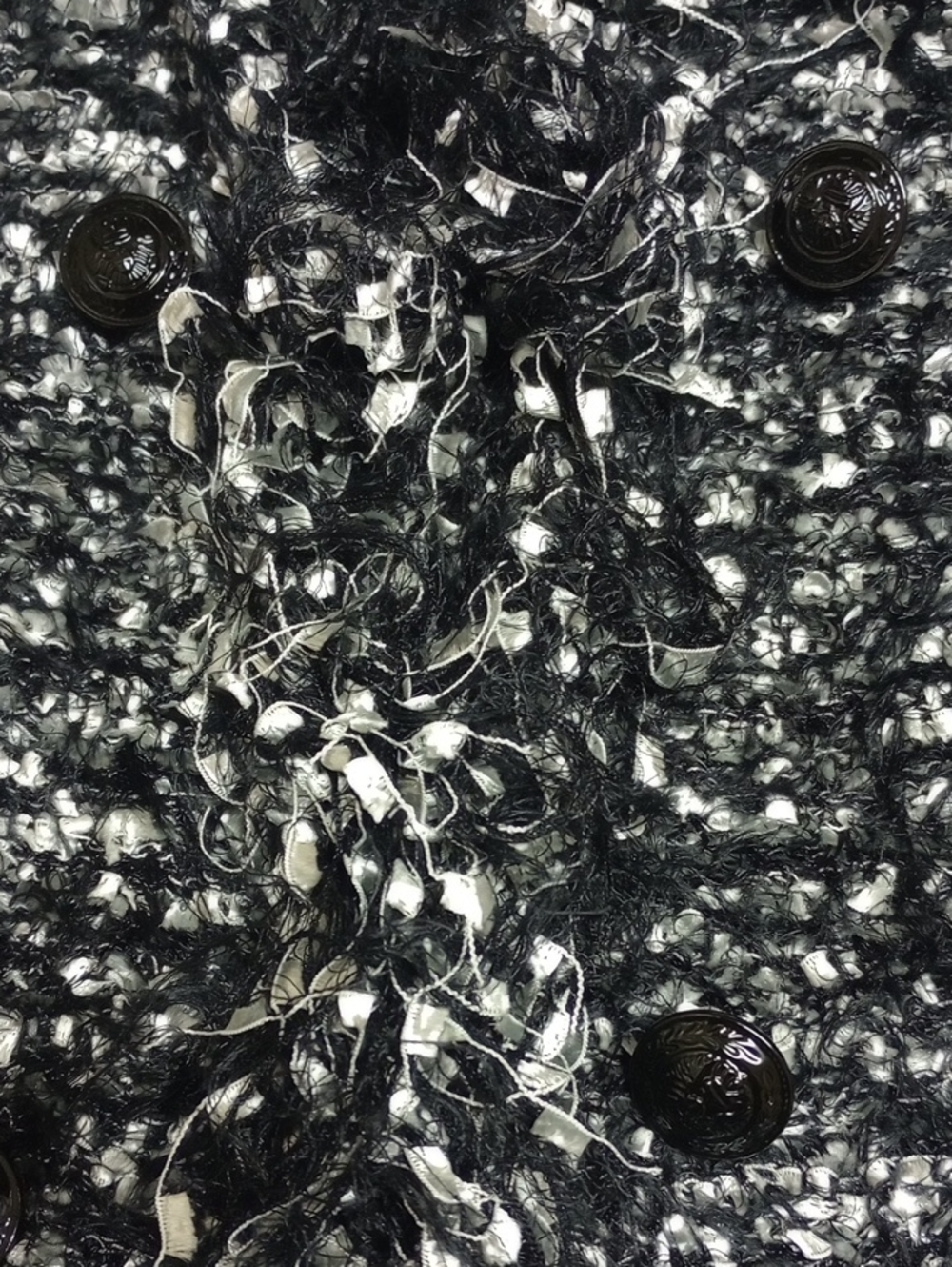 🆕 L'AGENCE "EYELASHES" BLACK & SILVER TEXTURED BOUCLE FRINGE JACKET CARDIGAN - Picture 10 of 15